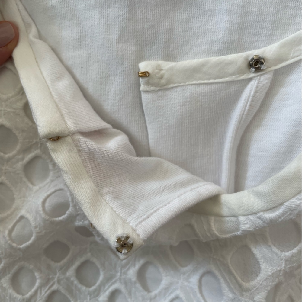 Tory Burch White Hermosa Eyelet Short Sleeve Tee Shirt, 2 - Picture 7 of 8
